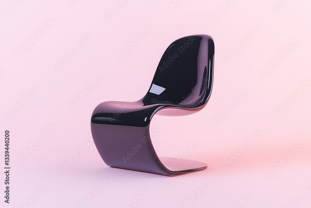 Aufkleber glossy 3d-rendered chair with modern curves set against soft gradient background abundant copy space