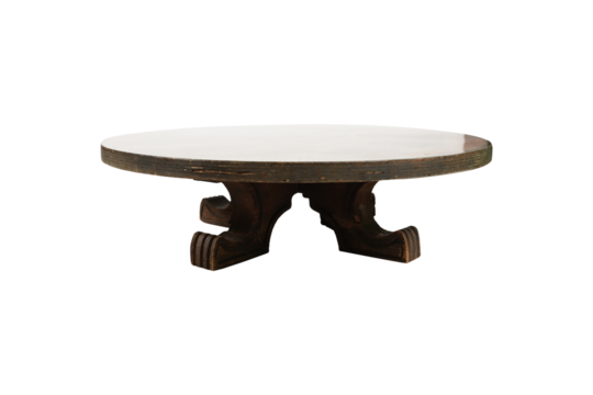 antique table isolated on white  Round Castle Dining Table: Knights Templar Hand Carved Wood Chairs