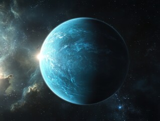 Obraz premium Ethereal celestial sphere amidst cosmic nebula and starlight in deep space serene exploration