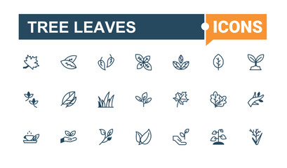Tree Leaves modern icon. It contains symbols to ecological, tree, environment, eco, natural. Leaves icon set. Outline icons pack. Editable vector outline and solid icons.