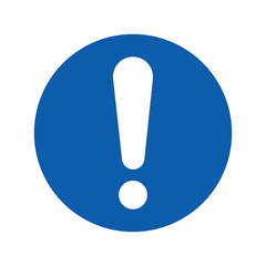 A blue exclamation mark inside a circular shape conveys urgency and attention in graphic design.
