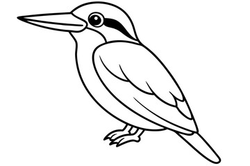 a cute kingfisher line art silhouette vector illustration