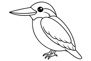 a cute kingfisher line art silhouette vector illustration