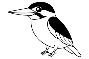 Obraz premium a cute kingfisher line art silhouette vector illustration