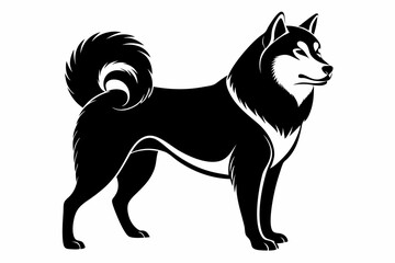 akita inu line art silhouette vector illustration