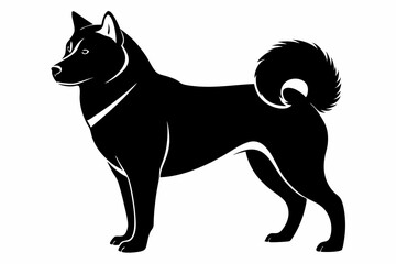 akita inu line art silhouette vector illustration