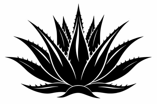 black aloe vera plant silhouette clip art preview
