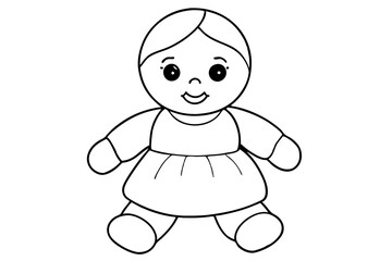 baby doll line art silhouette vector illustration
