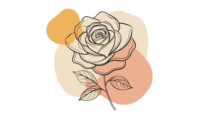 Linear rose minimalist floral art vector illustration, Line art Rose 