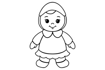 baby doll line art silhouette vector illustration