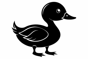 baby duck line art silhouette vector illustration