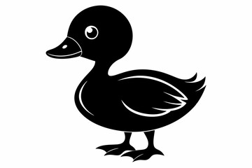 baby duck line art silhouette vector illustration