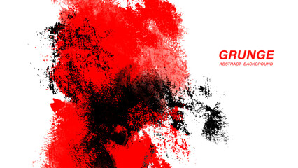 Grunge abstract background with red and black paint splatter. Vector ilustration.
