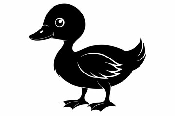 baby duck line art silhouette vector illustration