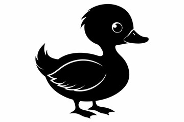 baby duck line art silhouette vector illustration