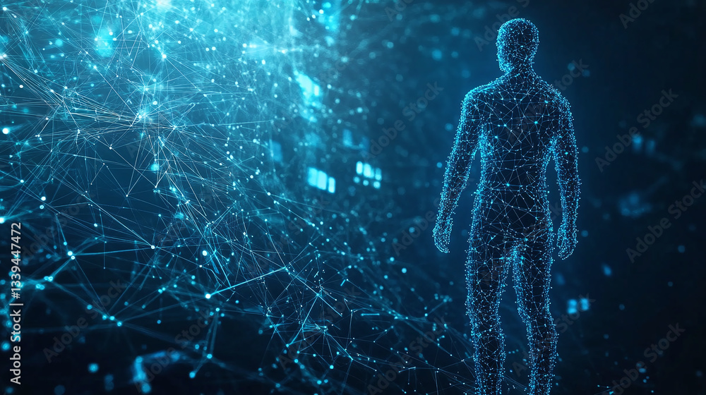 Aufkleber high-tech human silhouette with advanced data visualization highlighting digital information and ana