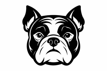 bulldog head line art silhouette vector illustration