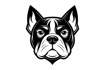 bulldog head line art silhouette vector illustration