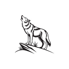 Silhouette of a wolf vector illustration isolated on white background
