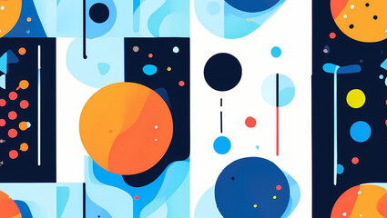 Modern abstract artwork with dynamic geometric shapes and organic forms in a playful composition. Perfect for backgrounds, decor, and contemporary design projects 24