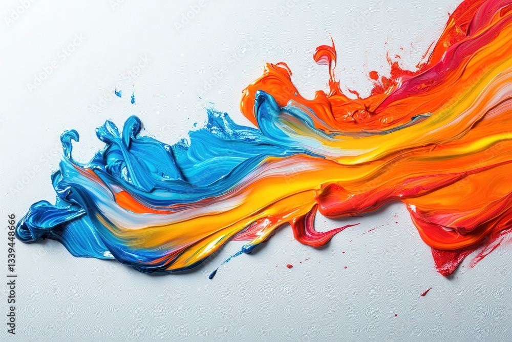 Poster artistic swirl of vibrant acrylic paint on canvas abstract expressionism with dynamic brushstrokes a