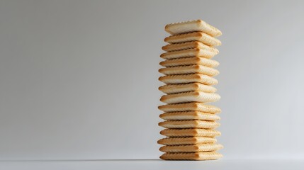 A Tall Stack Of Golden Brown Crackers
