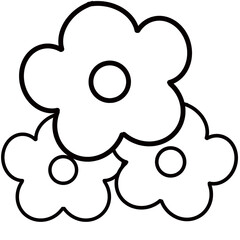 Outline flowers and plants on earth 