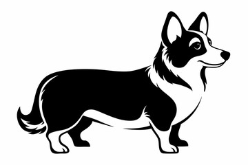 corgi dog line art silhouette vector illustration