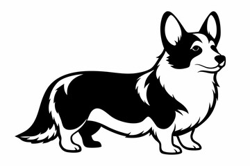 corgi dog line art silhouette vector illustration
