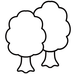 Outline flowers and plants on earth 