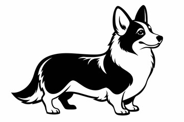 corgi dog line art silhouette vector illustration