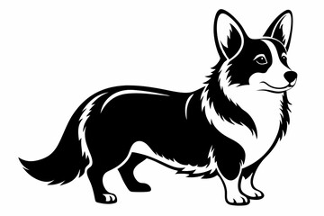 Fototapeta premium corgi dog line art silhouette vector illustration