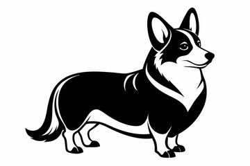 corgi dog line art silhouette vector illustration