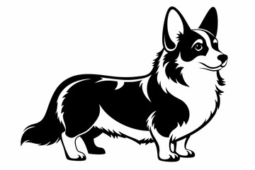 corgi dog line art silhouette vector illustration