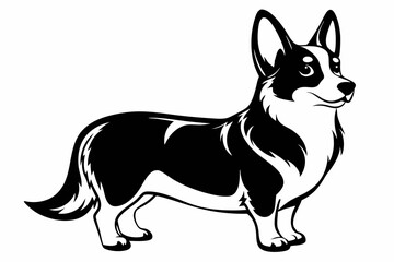 Fototapeta premium corgi dog line art silhouette vector illustration