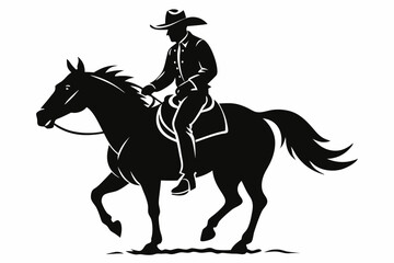 Fototapeta premium cowboy is riding on a horse silhouette vector illustration