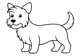 cute dog line art silhouette vector illustration