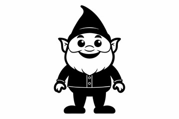 cute happy dwarf line art silhouette vector illustration