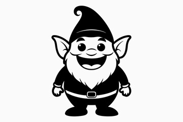 cute happy dwarf line art silhouette vector illustration