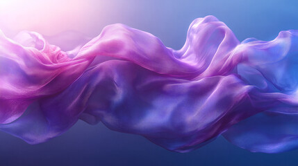 Dynamic Fabric Wave: Capturing the fluid motion of a vibrant, translucent fabric, gracefully rippling through the air with soft, illuminated hues, creating a visually stunning and artistic display.