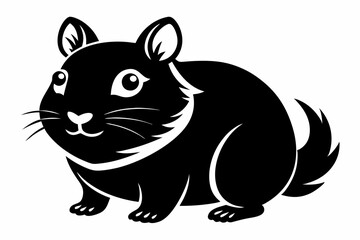 cute little hamster line art silhouette vector illustration