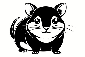 cute little hamster line art silhouette vector illustration