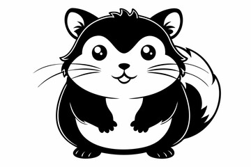 cute little hamster line art silhouette vector illustration