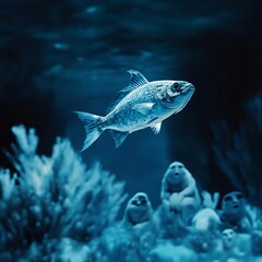 Fototapeta premium April fool's day prank underwater fish encounter marine life captivating ocean environment unique perspective