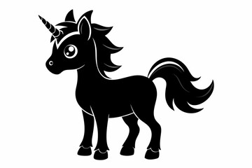 cute unicorn line art silhouette vector illustration