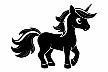 cute unicorn line art silhouette vector illustration