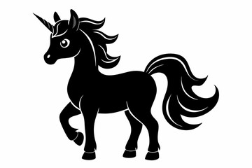 cute unicorn line art silhouette vector illustration