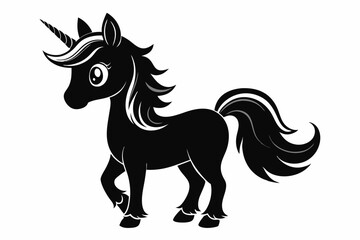 cute unicorn line art silhouette vector illustration