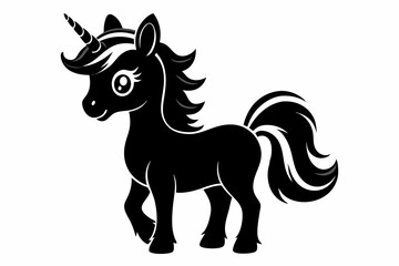 cute unicorn line art silhouette vector illustration