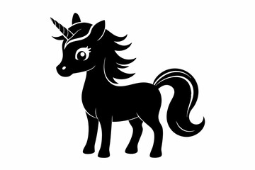 cute unicorn line art silhouette vector illustration